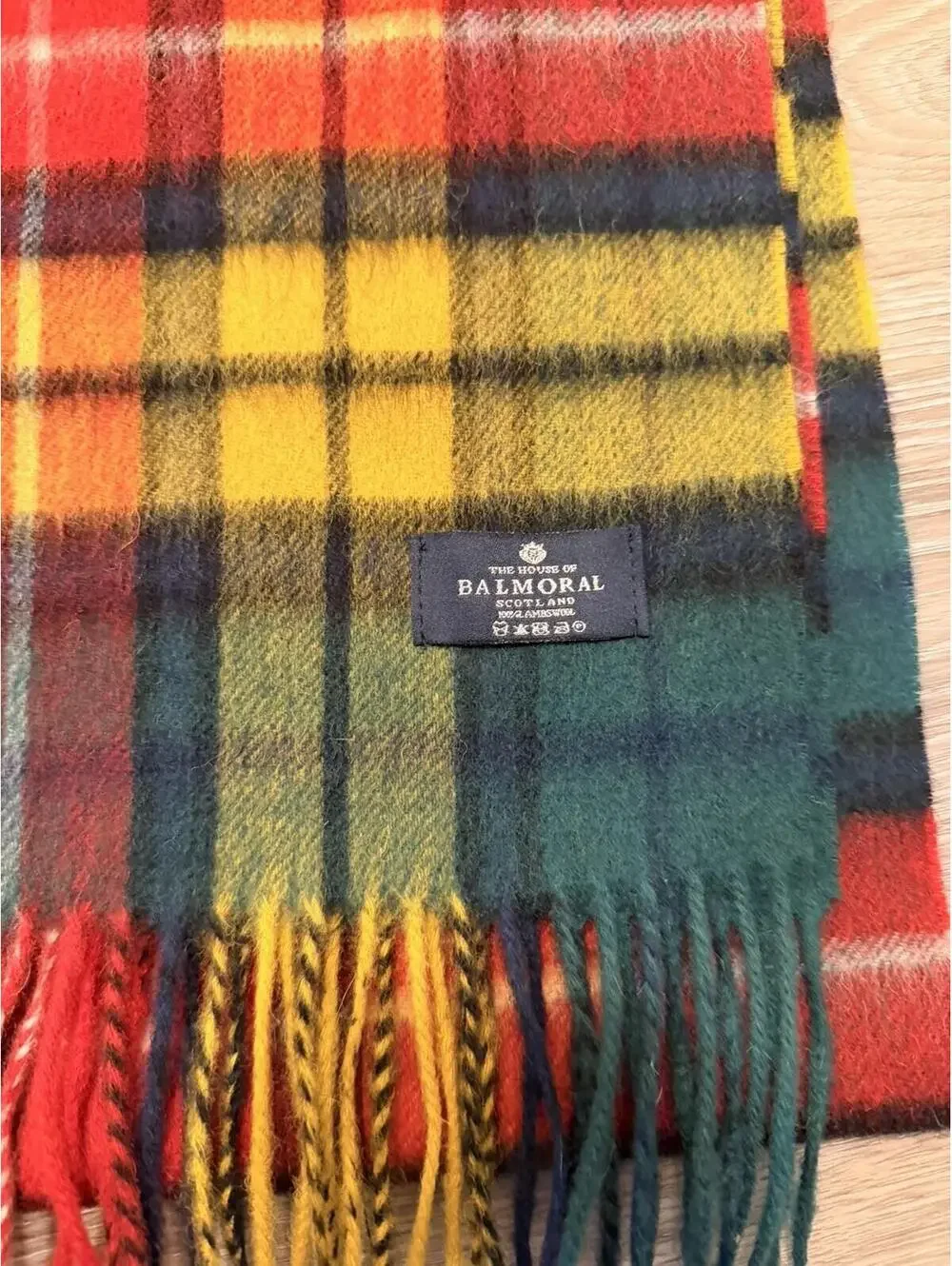 House of Balmoral Green Red Tartan 100% Lambswool Scarf, 10.5